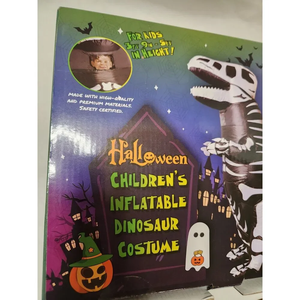 FUN LITTLE TOYS Kids Inflatable Skeleton T‑Rex Dinosaur Costume